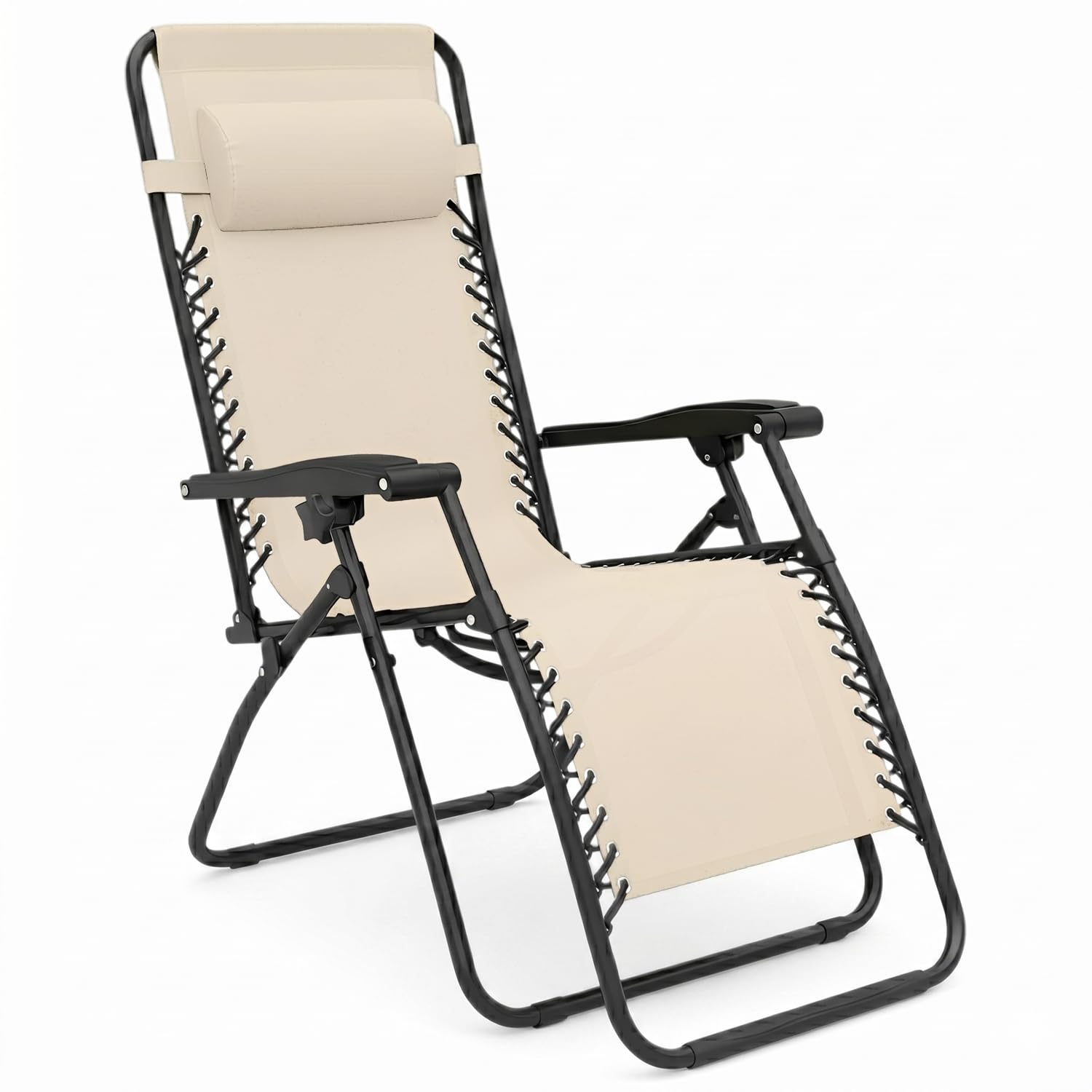 Marvin Sdraio Reclinabile Gravity da Giardino, Lettino Relax Pieghevole in Acciaio con Schienale Regolabile e Sistema di Blocco, Poltrona Prendisole per Terrazzo, Piscina, Spiaggia e Outdoor (Beige)