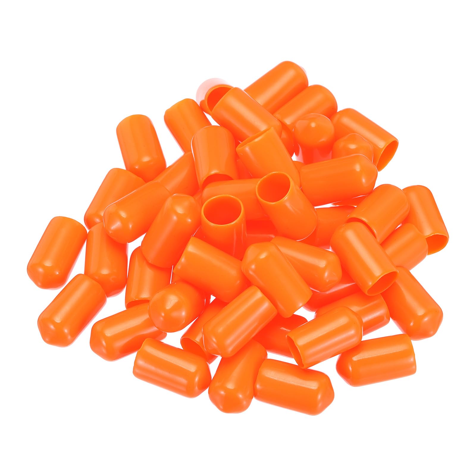 uxcell 100pcs Rubber End Caps 9.5mm(3/8") ID Vinyl PVC Round Tube Bolt Cap Cover Screw Thread Protectors,Orange