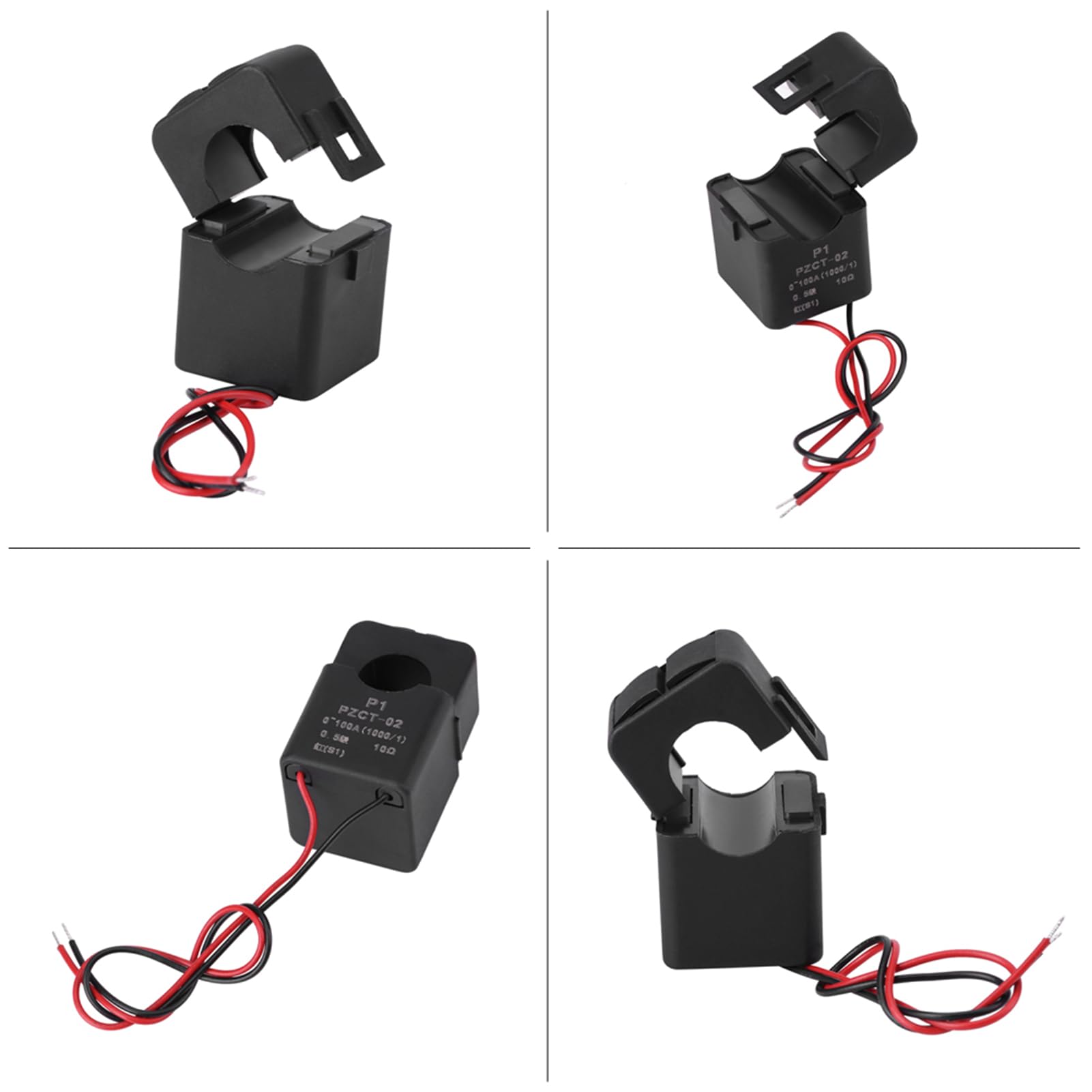 3 Stück PZCT-02 Wechselstrom Stromwandler Set 100A AC Stromsensor Splitkern Spulensensor für Energiezähler