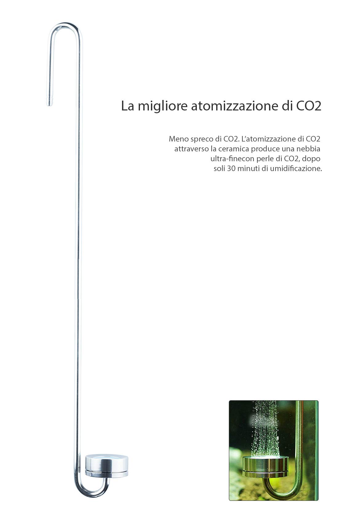 Q-Grow Diffusore di CO2 in Acciaio Inox per Acquario con Dischetti in Ceramica Sostituibili - 50cm (L)