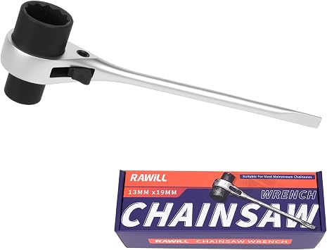 RAWILL Chainsaw Maintenance Tool - Dual 0.5 in & 0.75 in 13 mm &19 mm T-Bar Wrench and Screwdriver for Chains and Nuts, Double-ended Repair Chainsaw Wrench Tool for Foresters