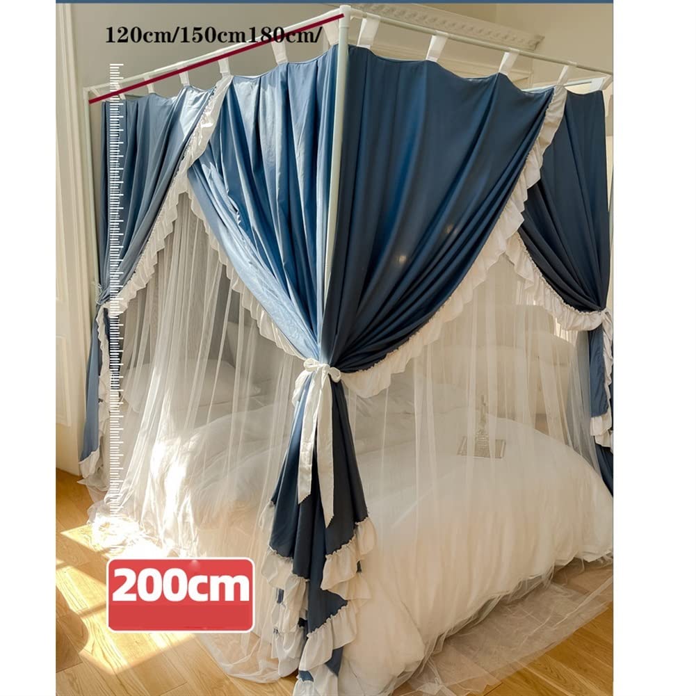 Elegancki lekki baldachim z 4 słupkami narożnymi romantyczna księżniczka moskitiera z mocną ramą zasłona na łóżko dla dorosłych dziewcząt dzieci dekoracja sypialni (kolor: