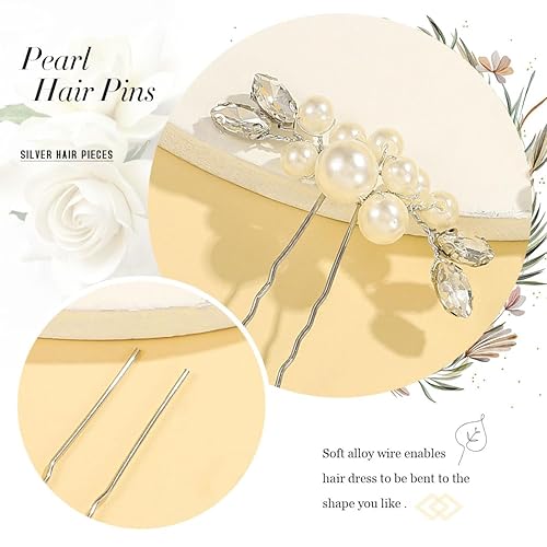 Miniatura 3 de Heread Pearl Bride - Horquillas para el pelo de boda, accesorios para el cabello para mujeres y niñas (paquete de 3) (dorado)