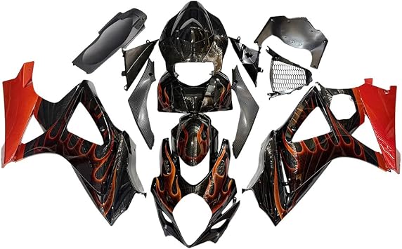 Bodywork for 2007 2008 Suzuki GSXR1000 K7 Fairings Body Kit - Orange Flame