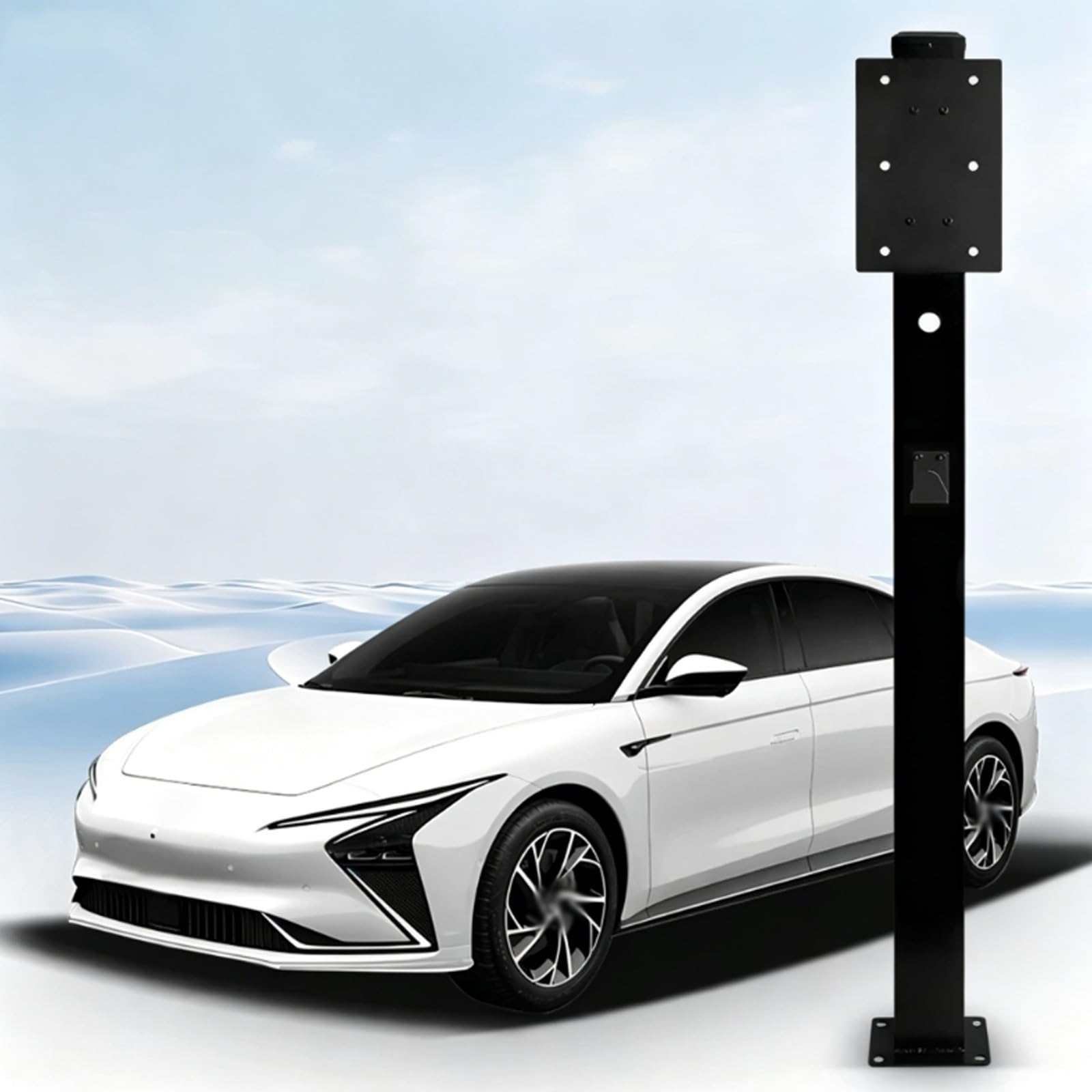 Organizer do Ładowania na Zewnątrz I Wewnątrz, Stojak na Ładowarkę do Pojazdów Elektrycznych, Podstawa Stali Walcowanej Zimno, Uniwersalnym Panelem Tylnym, Stabilny I Trwały(150cm)