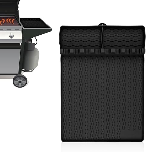 Alfombrilla de silicona para herramientas, espátula para Blackstone, almohadilla de descanso para utensilios de parrilla con 8 ranuras, resistente