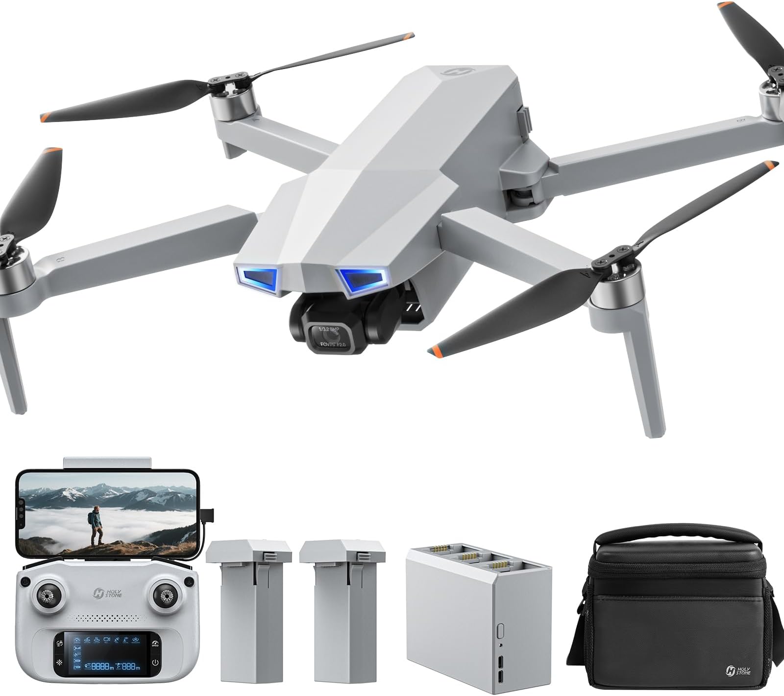 Holy Stone HS790 6K Photo Drone with Camera for Adults, 3 Axis Brushless Gimbal 4K Video, 30000ft Transmission, 60Min Flight with Fast Charging Hub, AI Night Shot, GPS Smart Flight, Beginner Mode