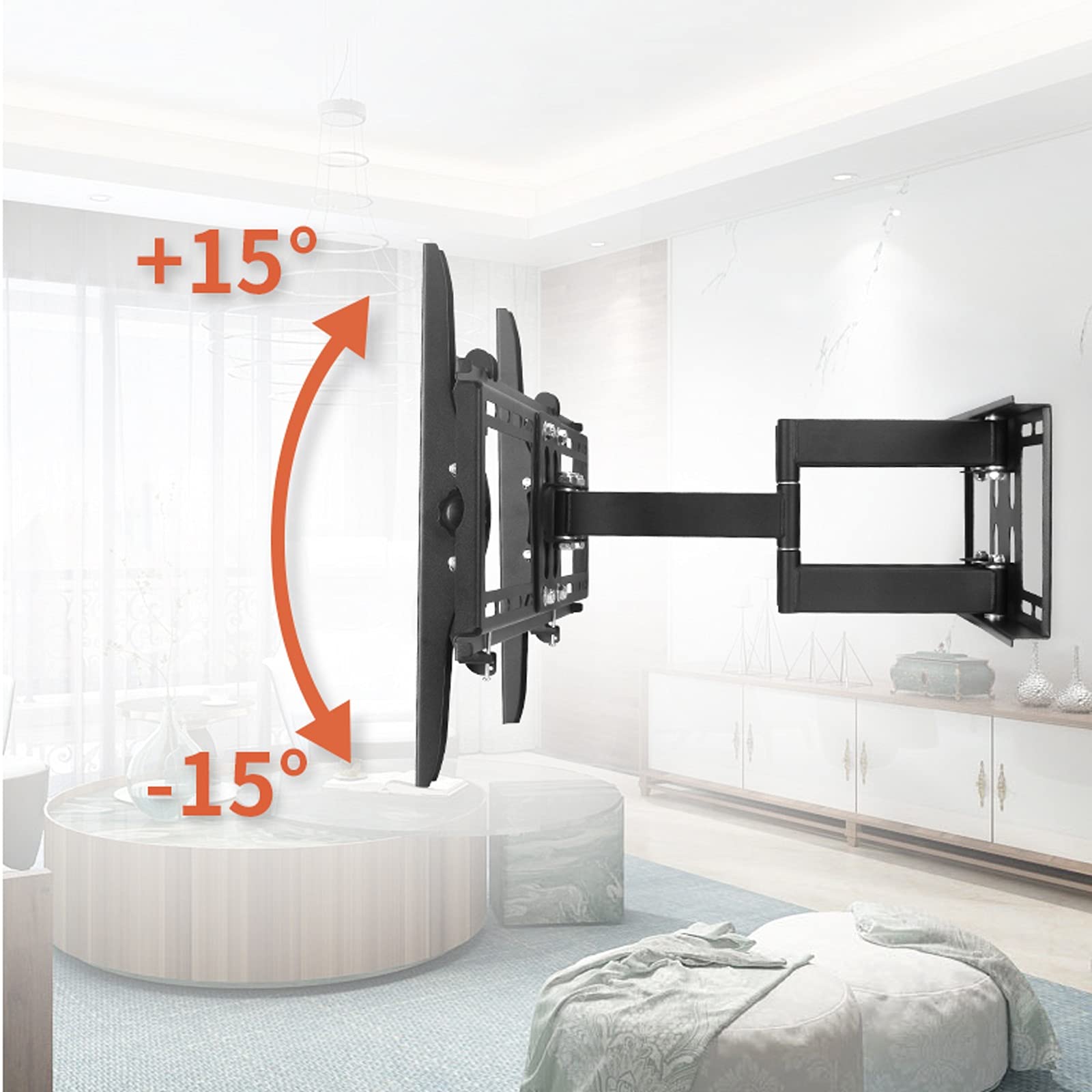 TV Stand Pieghevole a Sei Bracci TV Inclinazione Girevole a Muro Pieno Staffa a Muro TV Staffa for TV a Schermo Piatto da 42-75 Pollici, Tiene Fino a 198 libbre .per casa, Ufficio