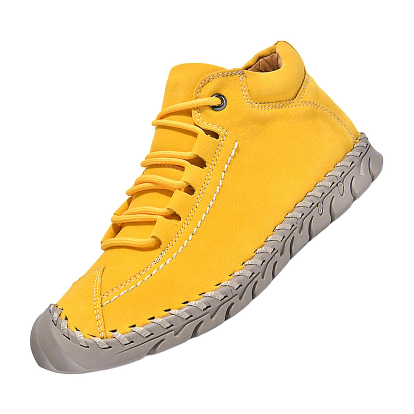Chaussures mi-hautes en daim cousues main élégantes et durables jaune taille 38.5 - 7
