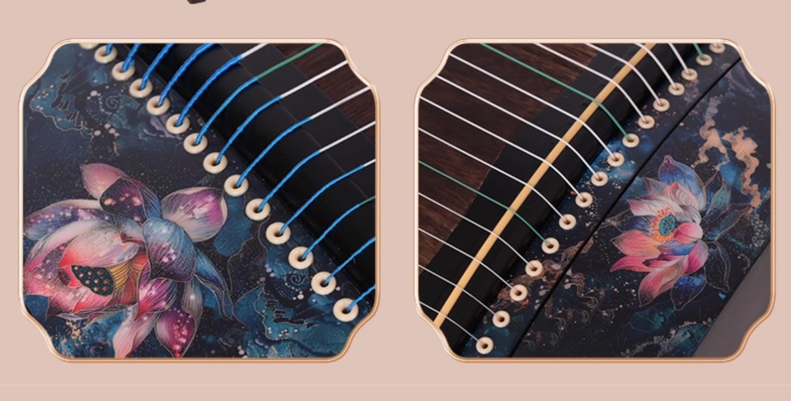 Guzheng Chinesische Saiteninstrumente, Lotusmuster, 100 cm, 21 Saiten