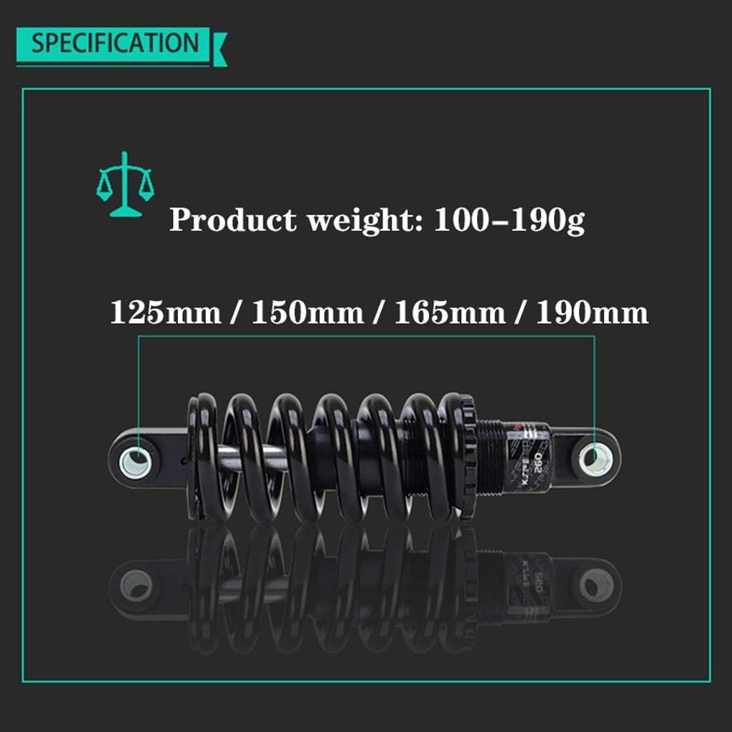 Bike Rear Spring/Mountain Bike Shock Absorber 125mm / 150mm / 165mm / 190mm (Color : 190mm, Size : 550 Lbs)