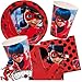 Produktbild 37-teiliges Partyset * LADYBUG * mit Pappteller + Servietten + Becher + Deko für Kindergeburtstag oder Superheldinnen-Mottoparty // Marienkäfer Miraculous Lady Bug Motto Party
