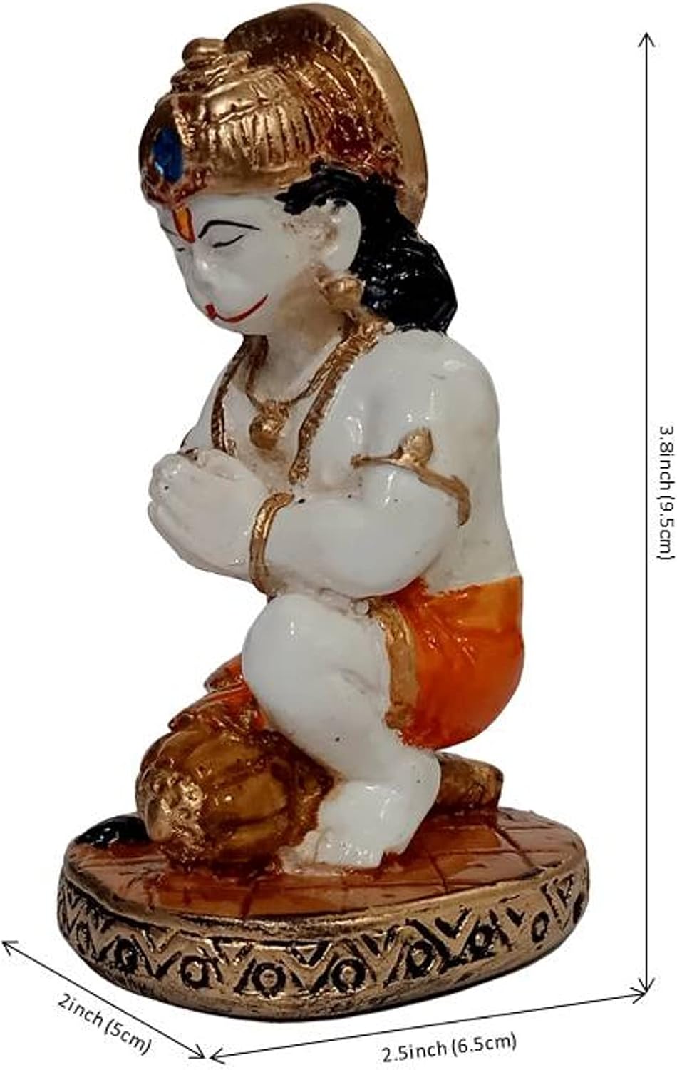 Purpledip Resin Idol Hanuman Bajrangbali: Decorative Statue for Home Temple Or Car Dashboard (10394)
