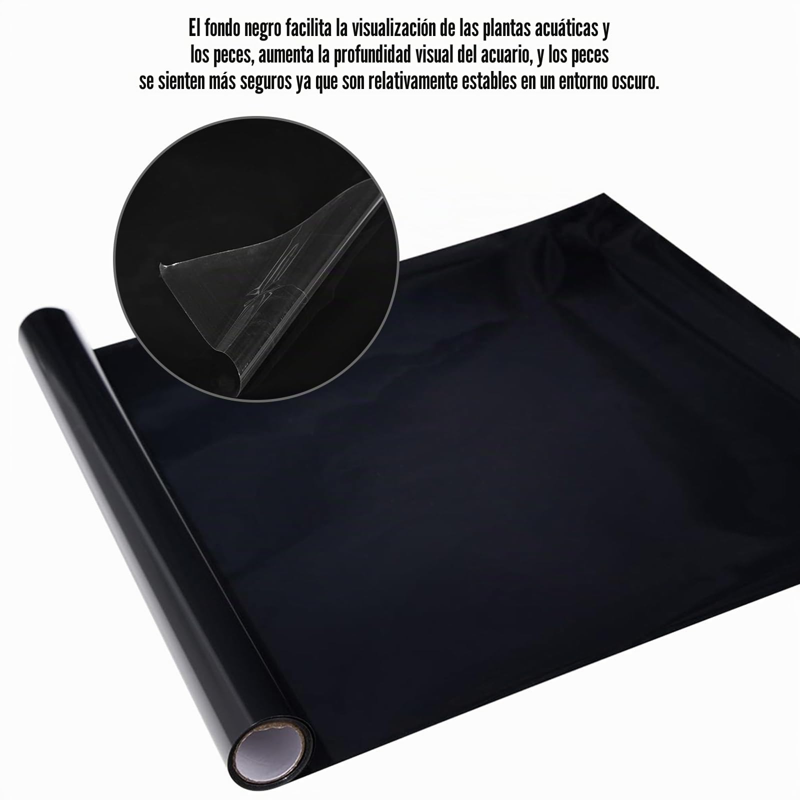 Gohytal Fondo de Acuario, 200 x 40 cm Estático Fondo de Acuario Fondo Negro Genérico para Acuario Fondo de Pecera de Adsorción Estática lámina Autoadhesiva de Vinilo para Fondo de Acuario