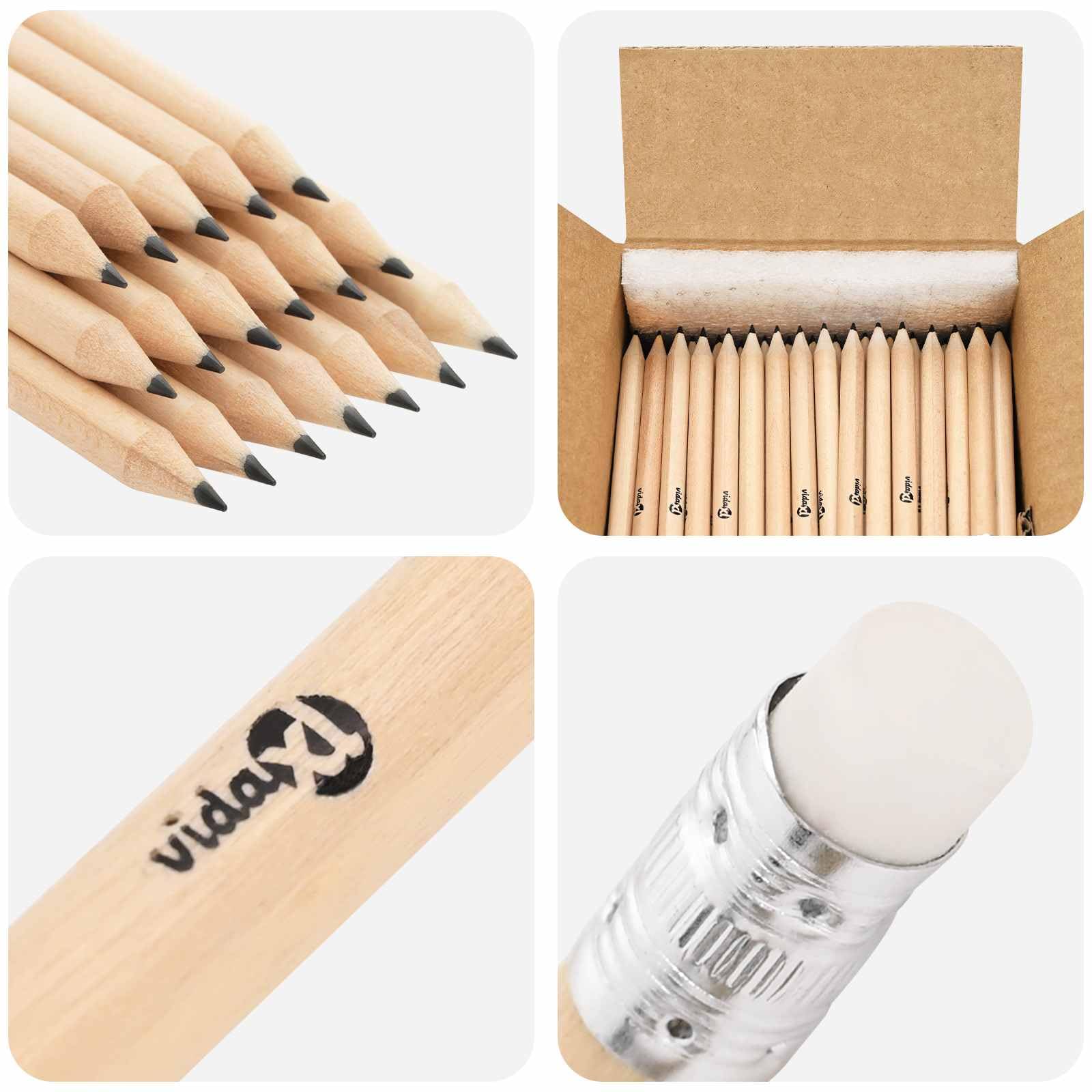 300er Set HB Bleistifte mit Radiergummi, Holzstifte mit Radierer, 0,7 x 10 cm, Vorgeschärfte Schreibstifte für Büro und Schule