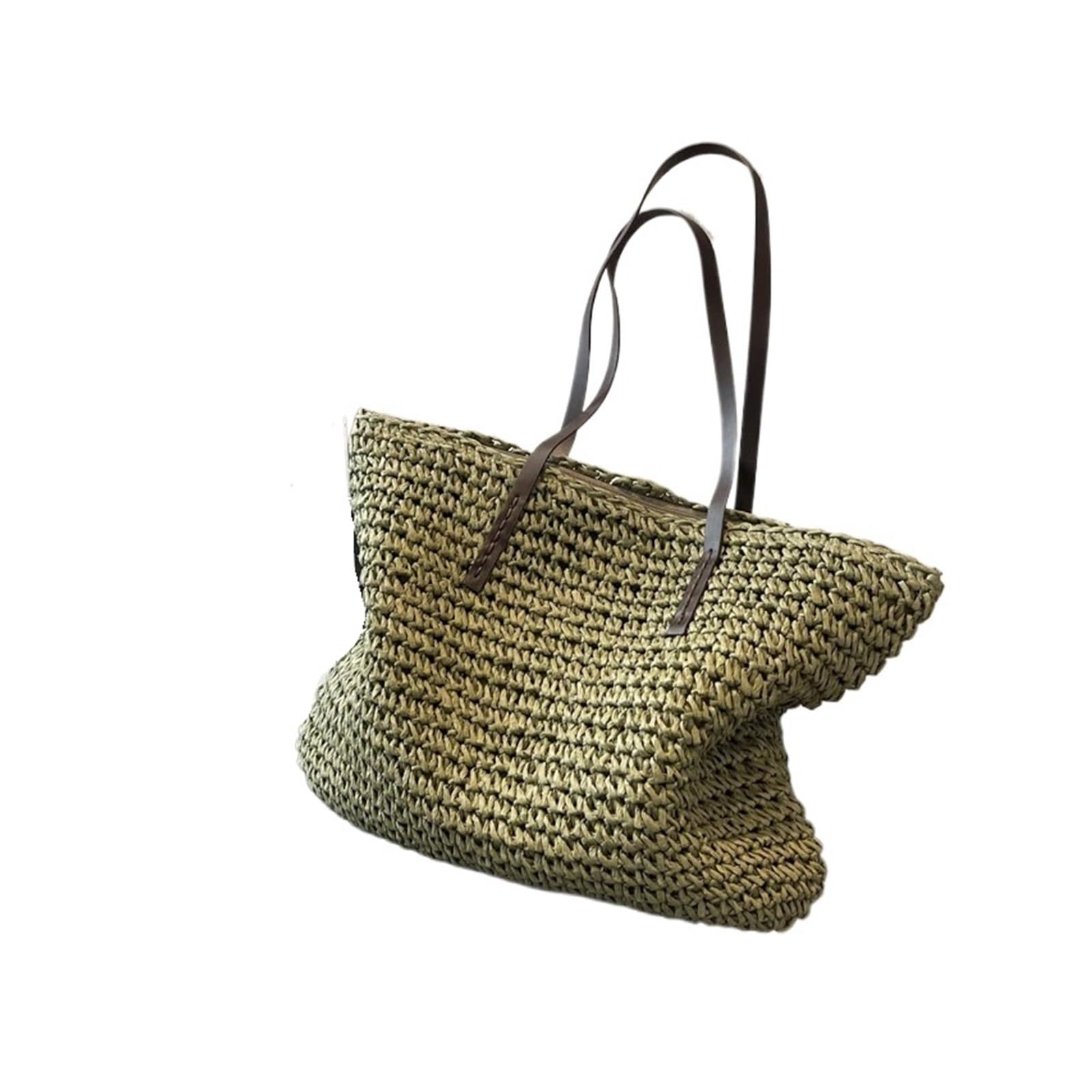 Bolsas tejidas de paja para mujer, gran capacidad, bolsa de playa, color puro, bolsa de compras grande de verano