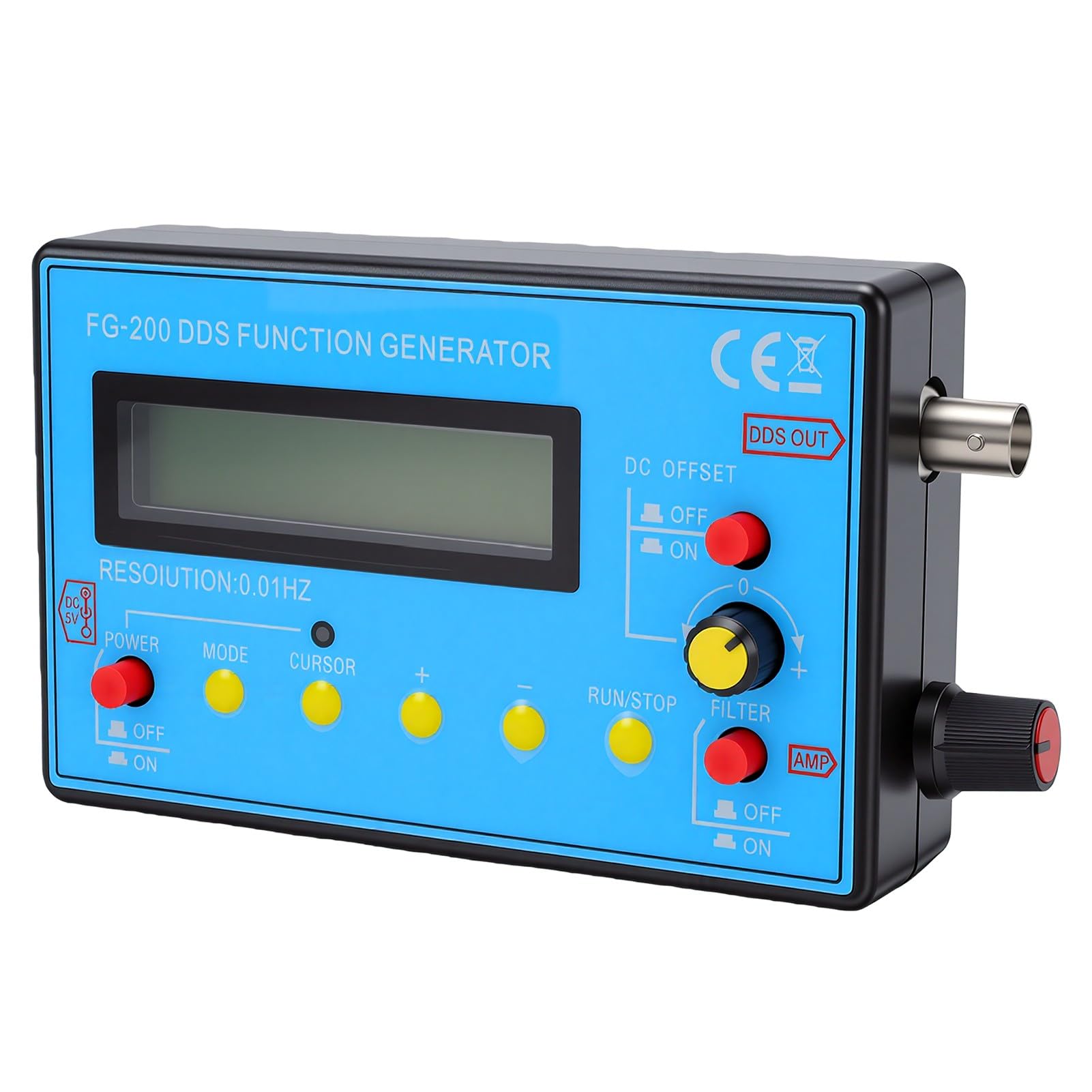 Luocute Generador de Señal de Función DDS, 0,01 Hz-500 KHz
