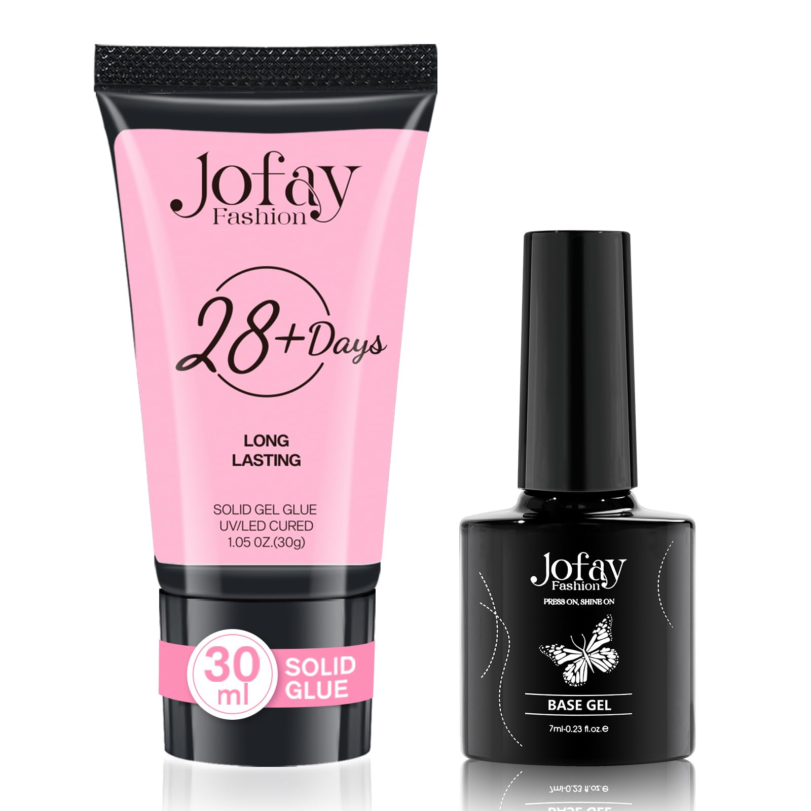 30g Solid Nail Gel for Nail Tips with Base Gel, Upgrade Long Lasting Cure Needed Nail Gel for Fake Nails, Super Strong Adhesion Nail Gel