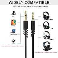 Vista 4 de Cable de repuesto de auriculares de 2M de 6.5 pies con control de volumen para Astro A10/A30/A40/A50, cable de auriculares para PS5/PS4/Xbox Series