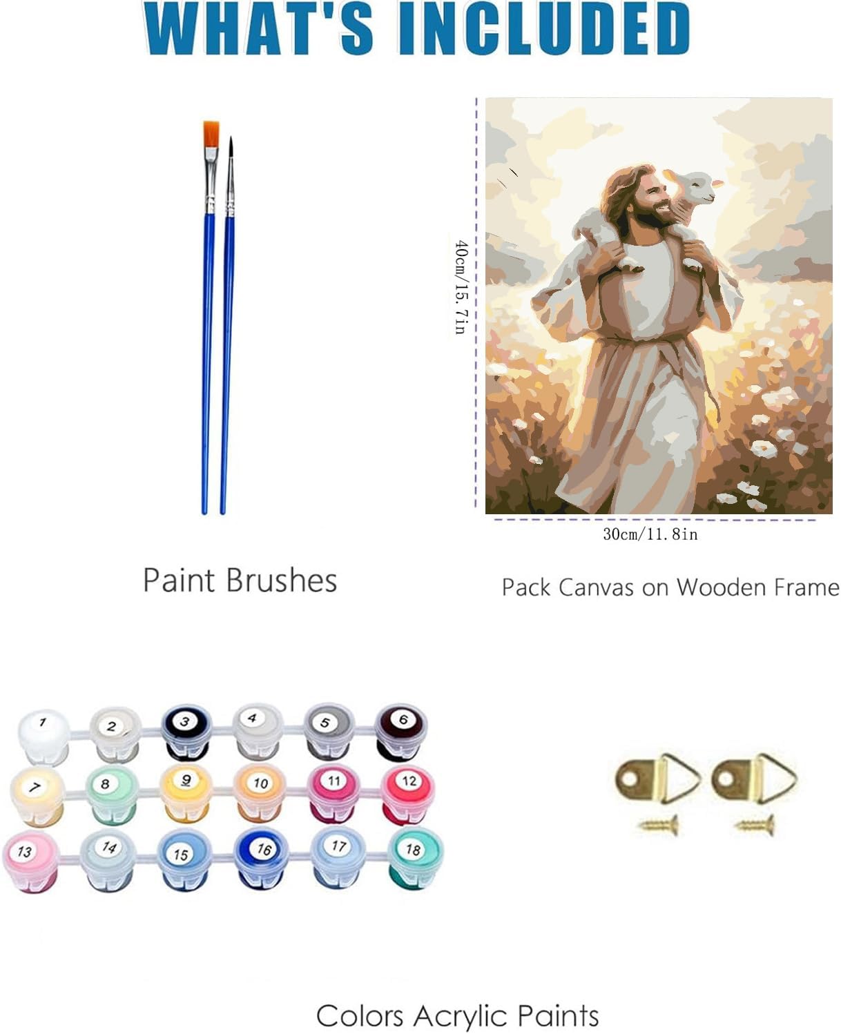 Jesus Paint by Numbers Kit for Adults Framed Canvas 12X16 in, Frameworkless image 3