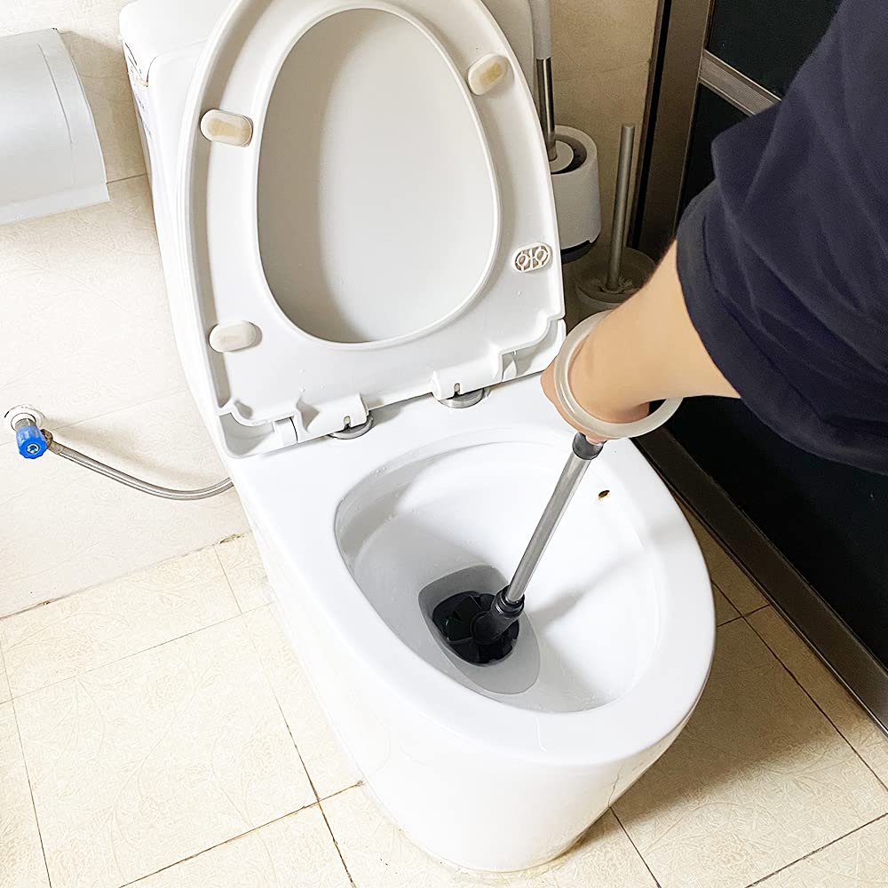 HOMEGOAL Toilet Plunger, Piston Type Toilet Clog Remover,Flexible Rubber Head Stainless Steel