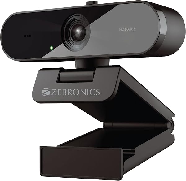 Zebronics FHD USB Webcam, 30FPS, 2P2G Lens, 2.0MP CMOS Sensor, Auto-White Balance, Auto-Exposure, Privacy Shutter, Built-in Mic, for Team...