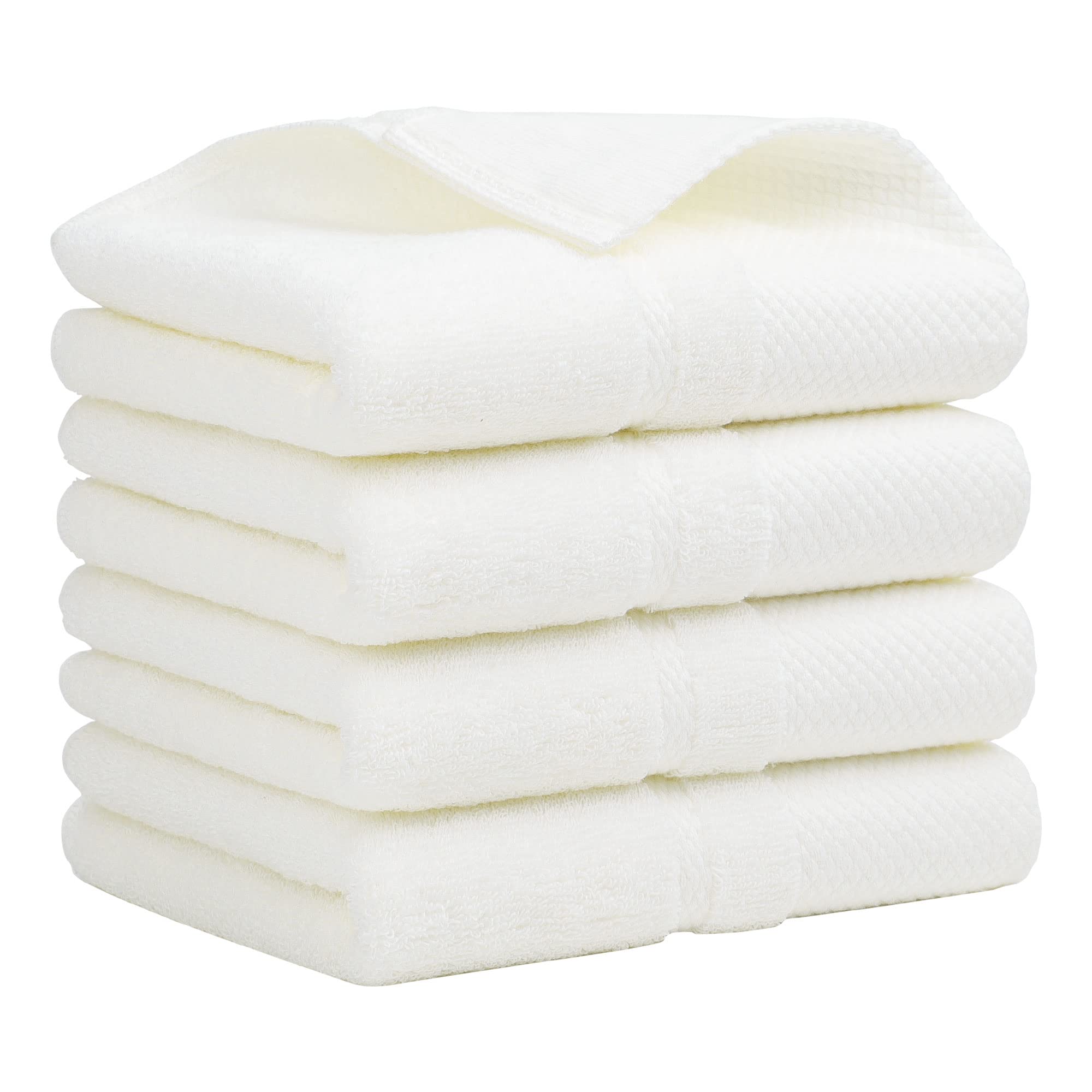 PiccoCasa Hand Towels for Bathroom Set of 4, 100% Combed Cotton 600 GSM Face Towels