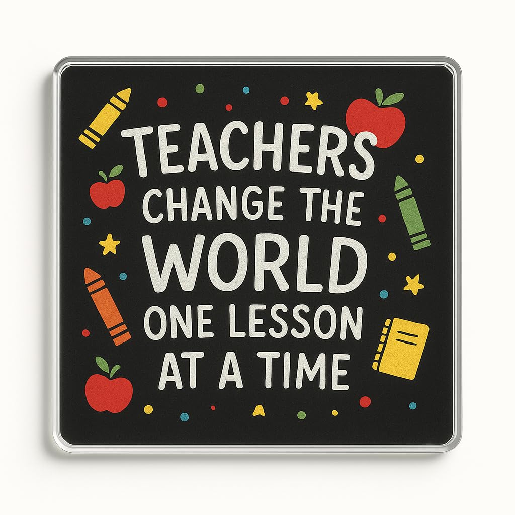 Fun Acrylic Coaster Gift for Teachers - Whimsical Doodle Design Classroom Decor for Birthday or Christmas