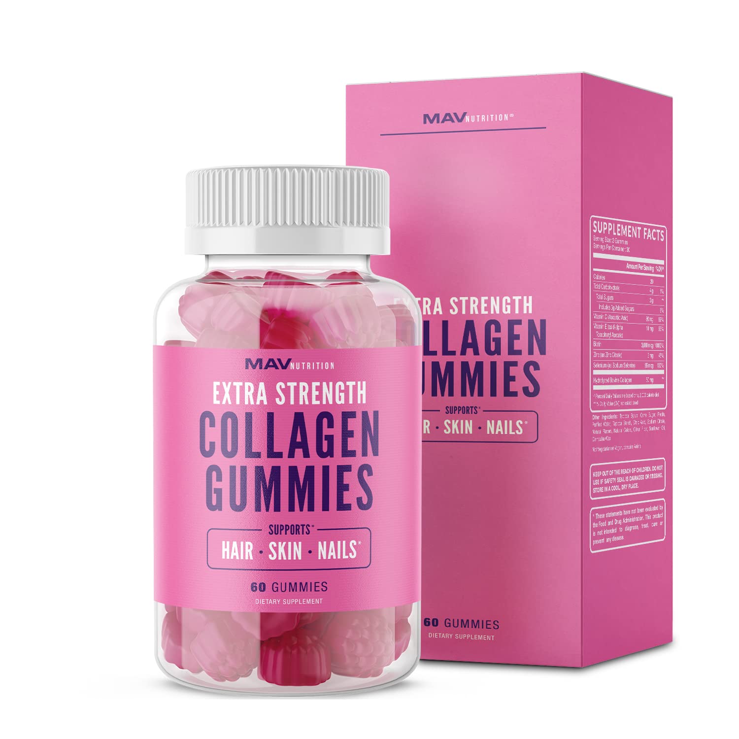 MAV Nutrition Hydrolyzed Collagen Gummies with Biotin Zinc Vitamin C