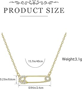 Amazon.com: Medsor Safety Pin Necklace 14K Gold Plated Paper Clip