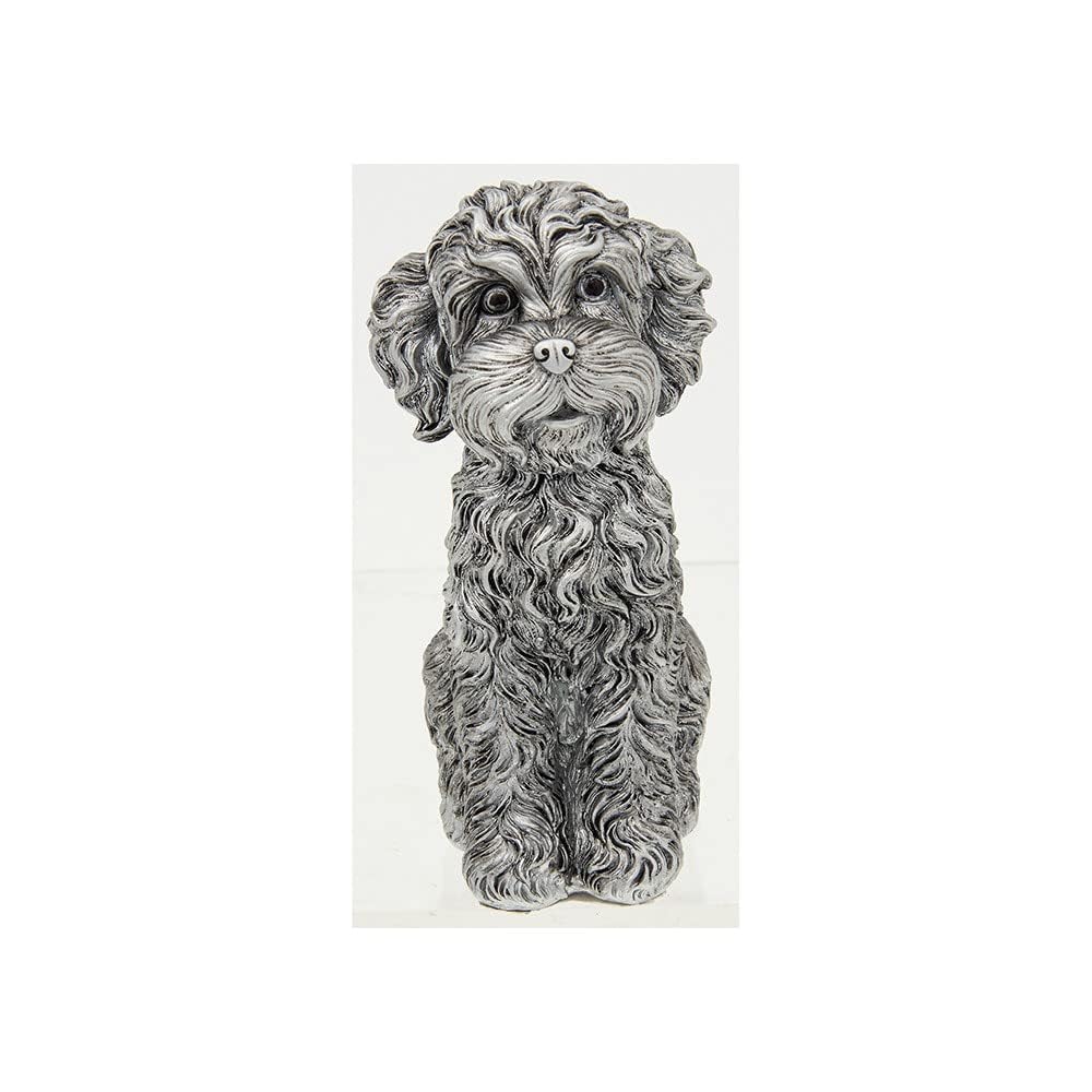 Shudehill Giftware Silver Cockapoo Sitting Dog Ornament Coloured 10Cm