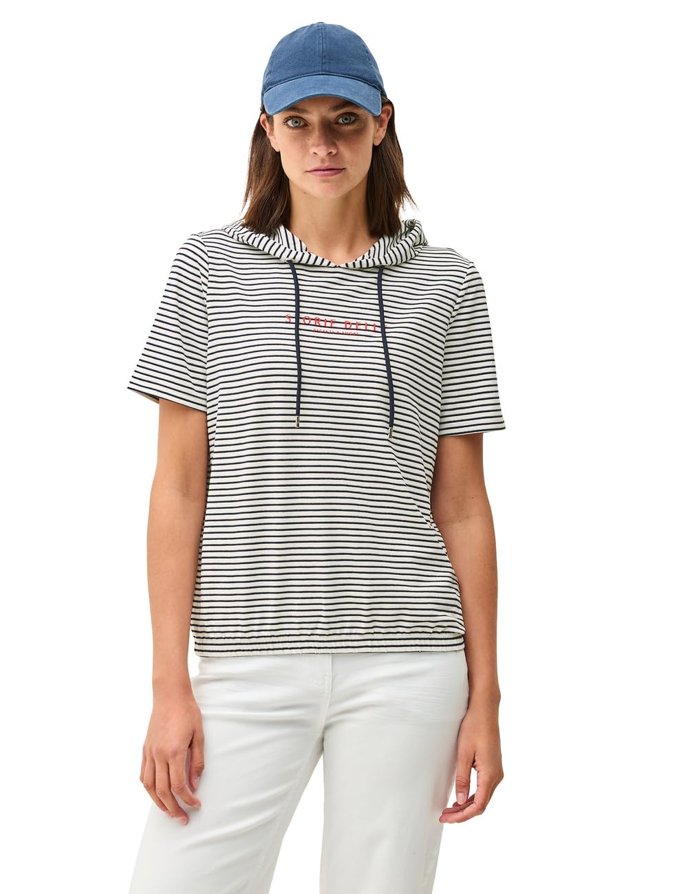 Cecil Women's Glitter Striped Hoodie, Vanilla White, S