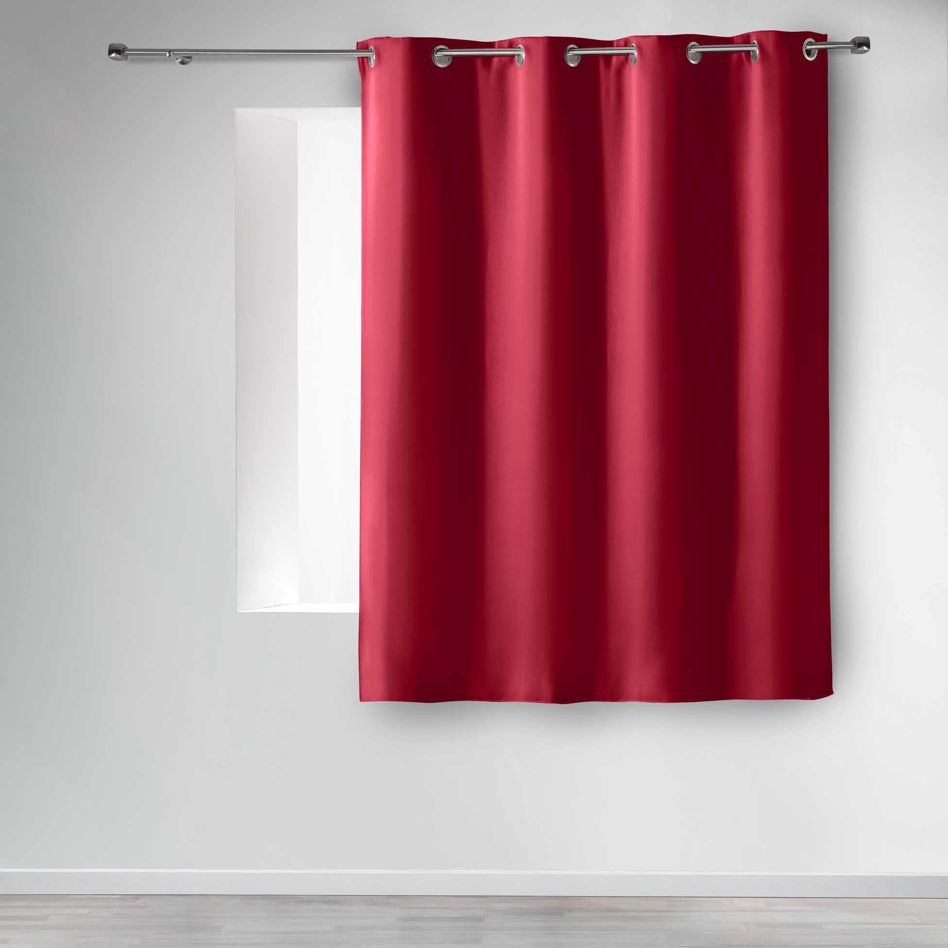 Douceur d'Intérieur Polyester - Curtains with Eyelets (140 x 180 cm), Ceramic, crimson, 140x1x180 cm, W 55.1" x L 70.9" (1 Panels)