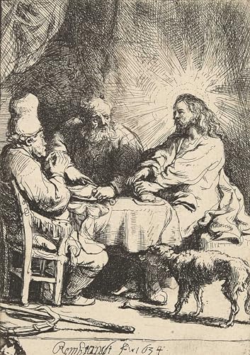 Peinture Christ à Emmaüs Rembrandt pour déco chambre zen