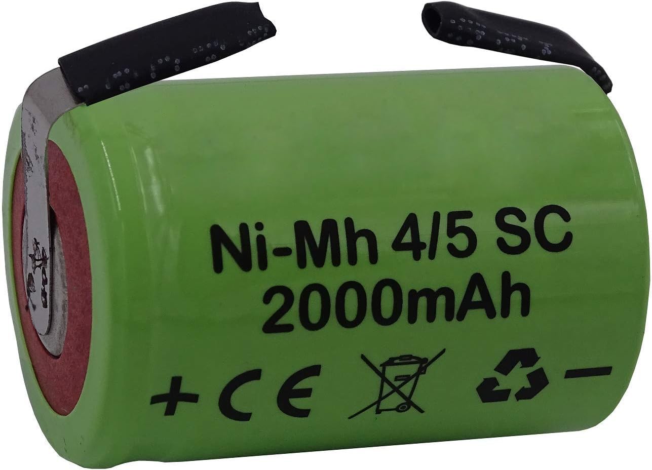 20 X Batteria ricaricabile NiMh 4/5 SC 1,2V 2000mAh 22x33mm subC a saldare linguette per pacchi batteria (20)