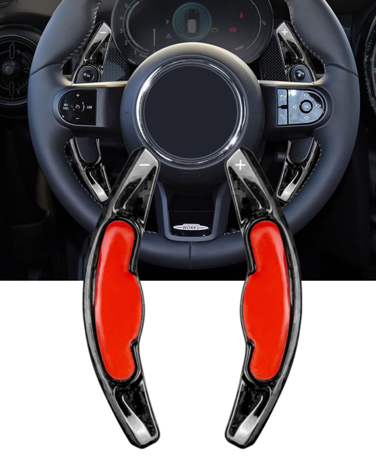 linweifor Mini Cooper Paddle Shifter Extension, Forged Carbon Fiber Steering Wheel Shift Paddle Extended Shifter for Mini Cooper F55 F56 F57 F54 F60(Mini, Multicolored)