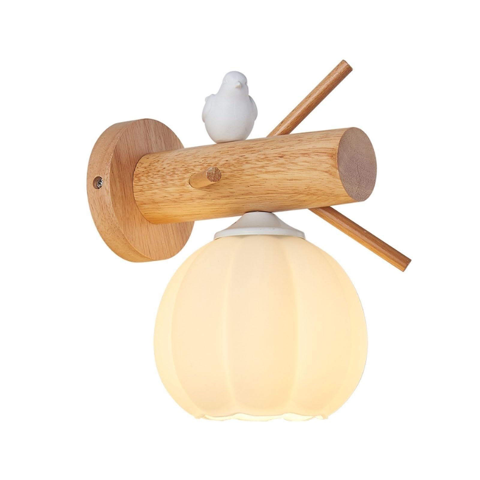 LUOYAOB Nordic Wood Wall Sconce Bird Design Wall Lamp Glass Wall Light Fixture Decorative Wood Wall Lamp for Bedroom Living Room Bedside Corridor Hotel Restaurant Indoor Lighting