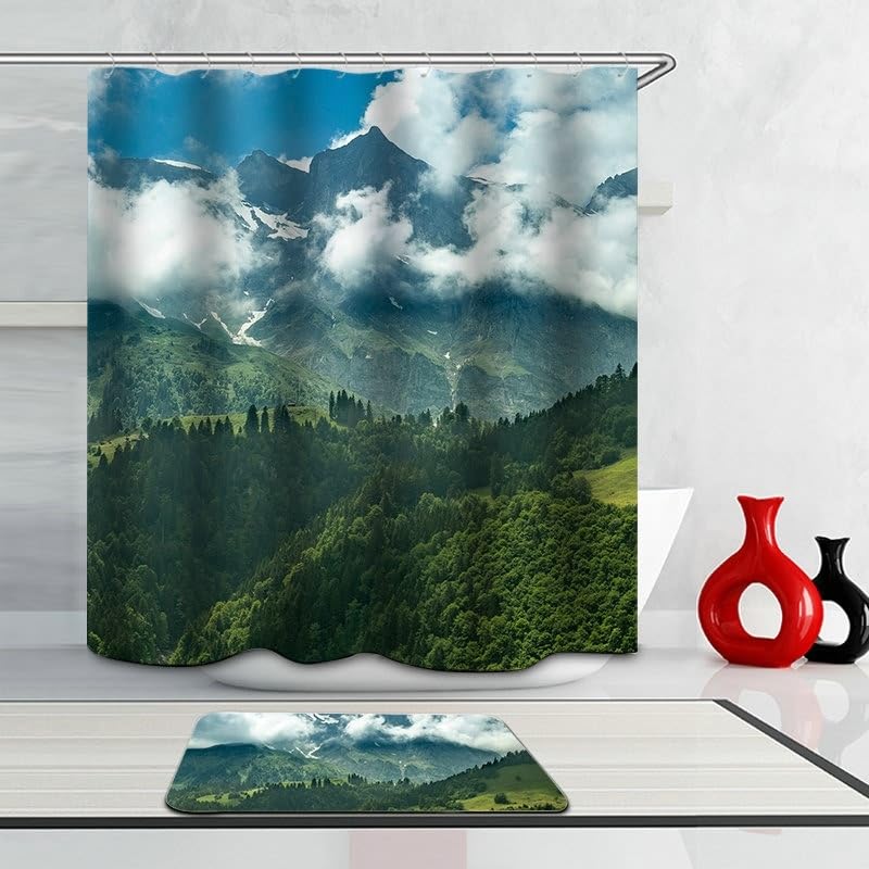 Rideau de douche imperméable et lavable en polyester de grande taille 1,8x2m - 3