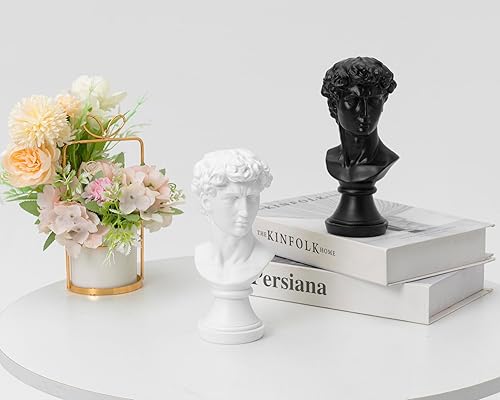 Miniatura 4 de Estatua de David blanco, estatua griega de busto de David de 8 pulgadas8.0 in, escultura de busto de mitología griega de resina, regalos