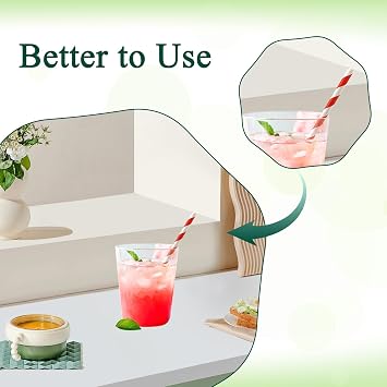 100 Pcs Biodegradable Paper Straws, Assorted Rainbow Colors Striped, 10 Colors for Drinks, Parties, Crafts