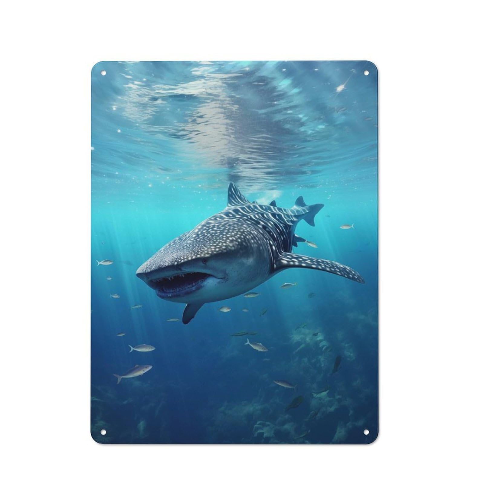 Junmoney Whale Shark Water Metal Wall Sign 40X30cm Featuring For Bar Or Restaurant, For Restaurant Interior Fans