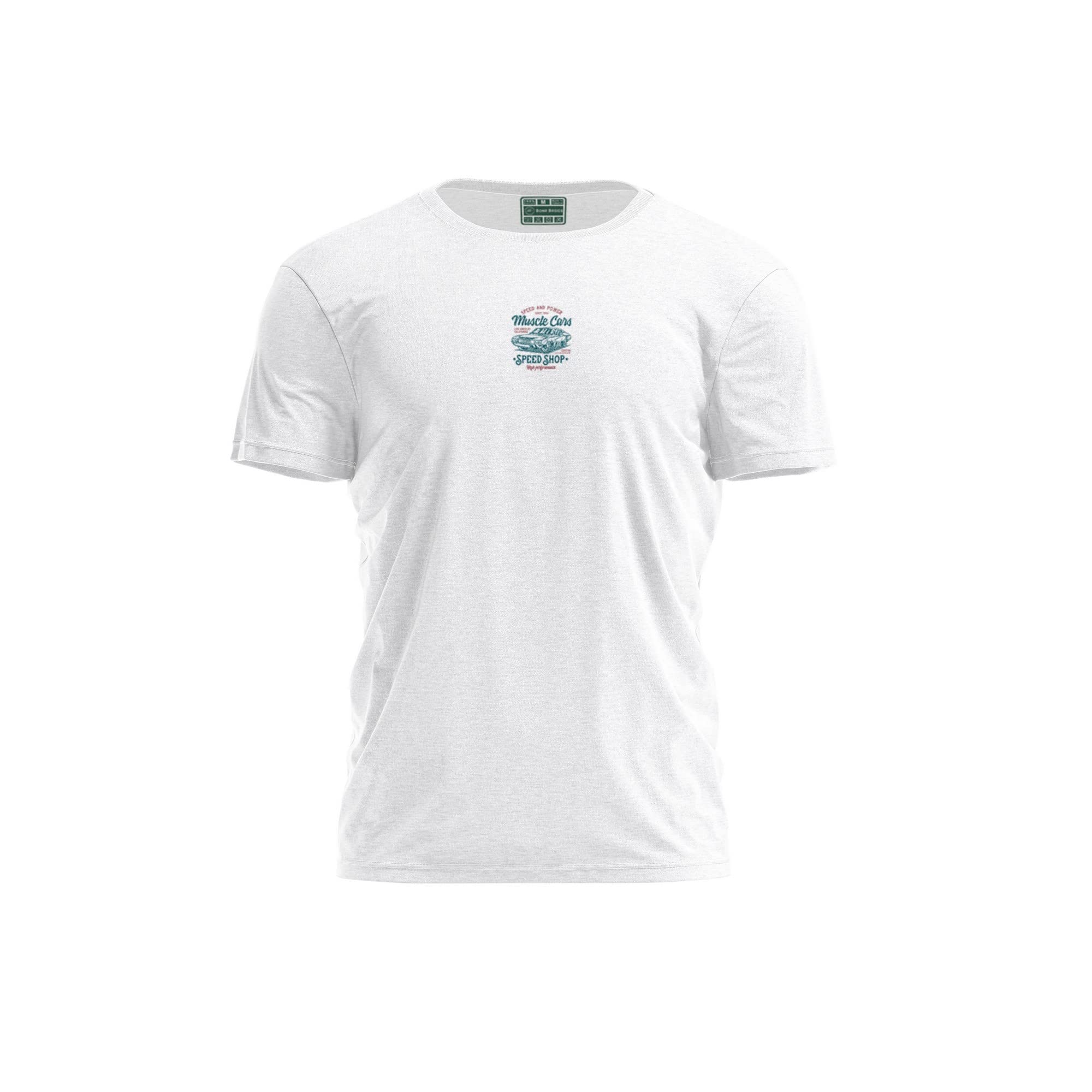 Bona Basics, Digitally Printed, Men's Basic T-Shirt,%100 Cotton, White, Casual, Men's Tops, Size: L