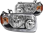 ZMAUTOPARTS Replacement Chrome Headlights Headlamps For 2005-2007 Ford Escape
