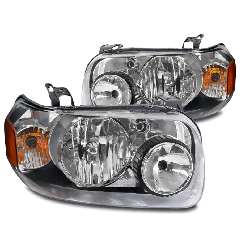 ZMAUTOPARTS Replacement Chrome Headlights Headlamps For 2005-2007 Ford Escape