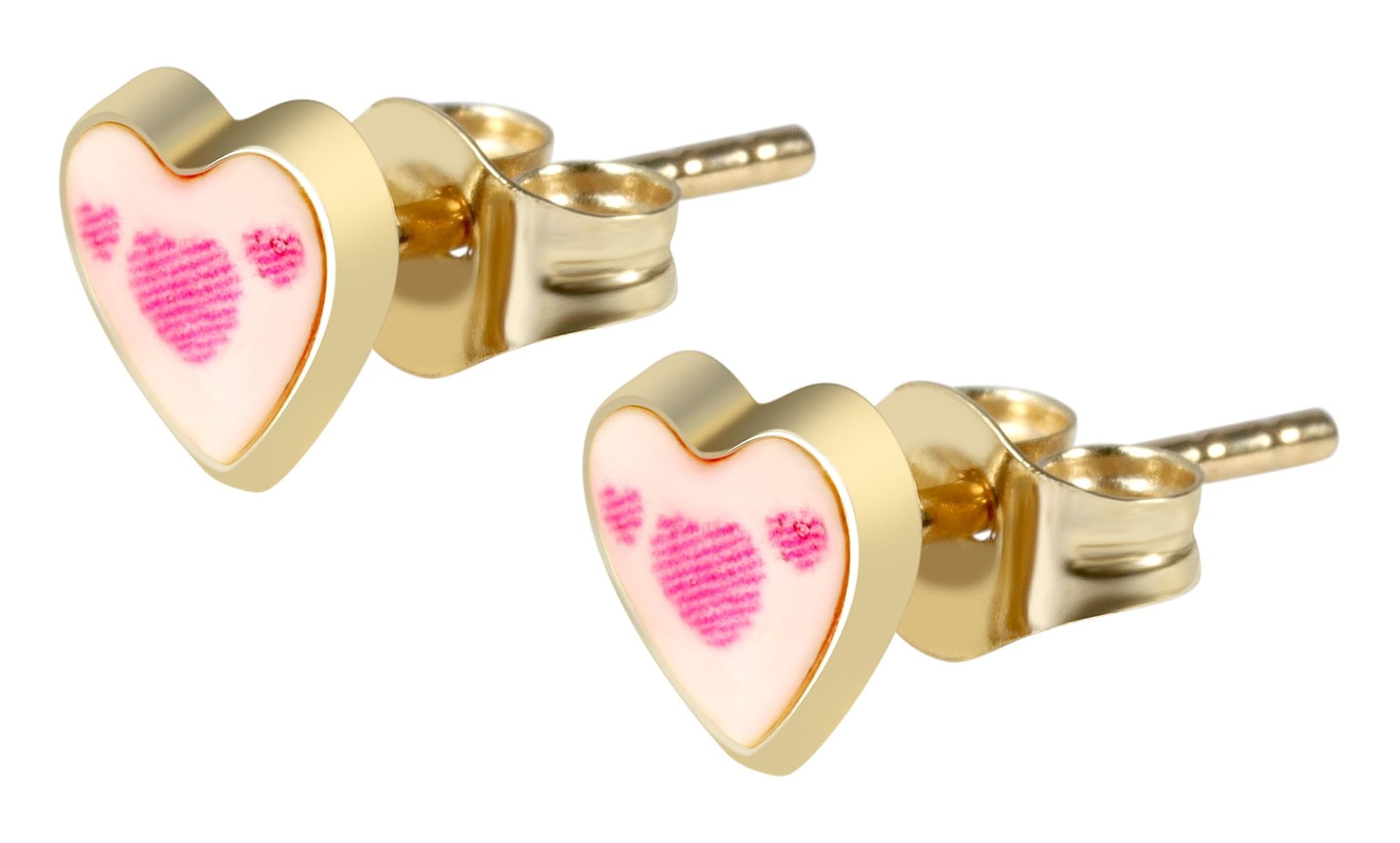 Akzent Hila 5500124 - Orecchini per bambini a forma di cuore in oro rosa 33 8 carati, 5 x 6 x 1 mm, Oro giallo
