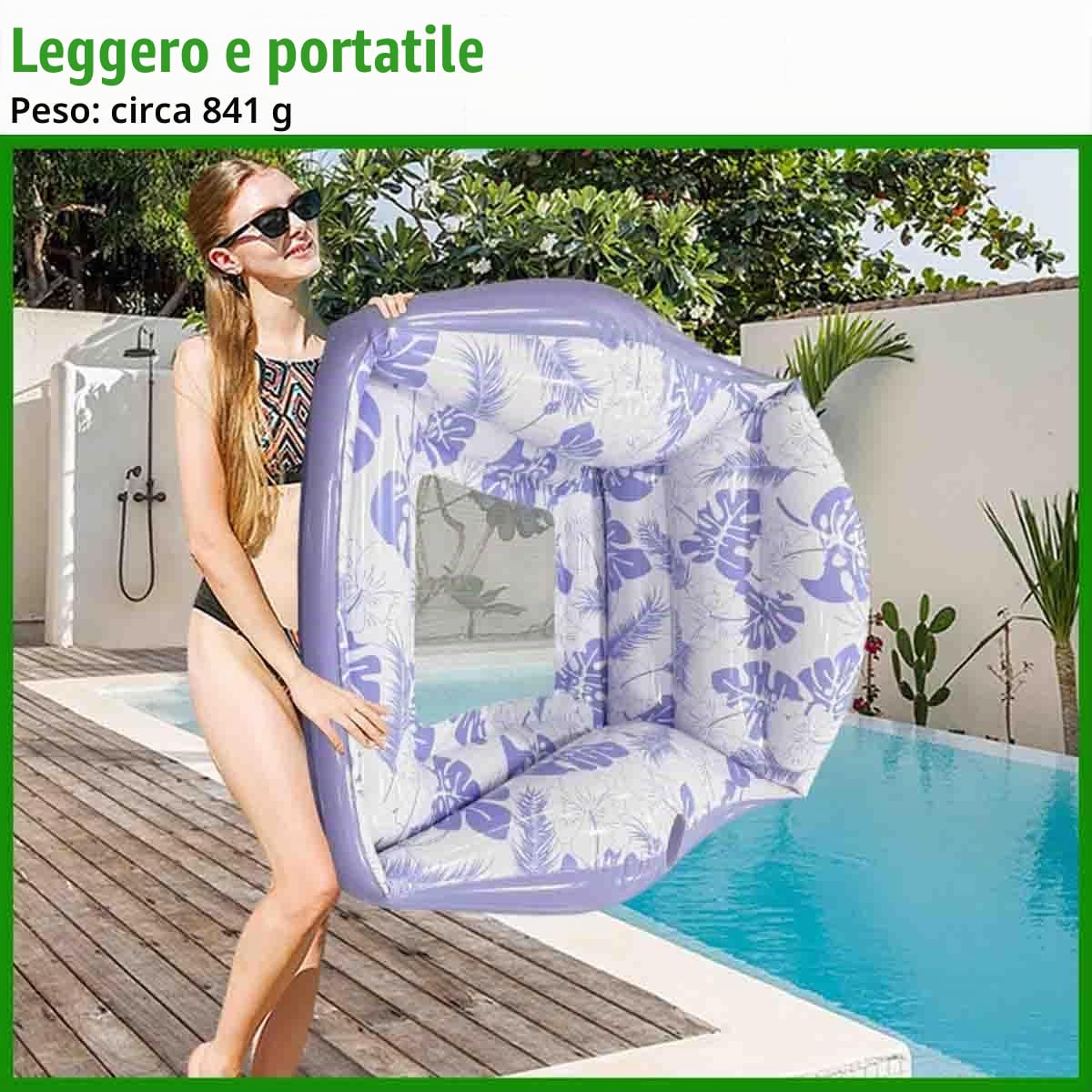 Poltrona gonfiabile 3-in-1 per piscina per adulti,Amaca Galleggiante per Piscina,Materasso ad aria,sedia galleggiante,divanetto galleggiantes con portabibite,per Esterni,Spiagge,Laghi
