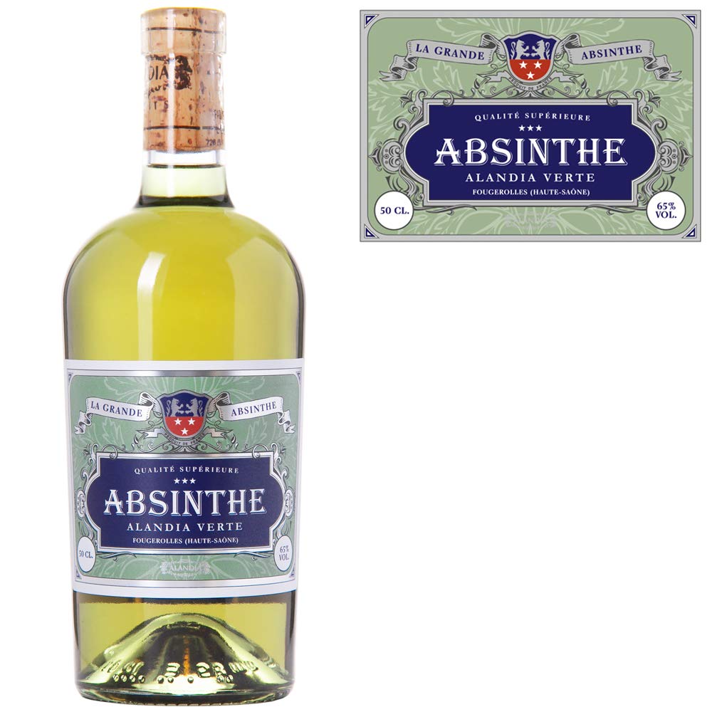 Absinth ALANDIA Verte | Mit Goldmedaille prämiert | Original Rezeptur aus dem 19. Jh. | Ohne Farbstoff | 65% Vol. | (1x 0,5 l)