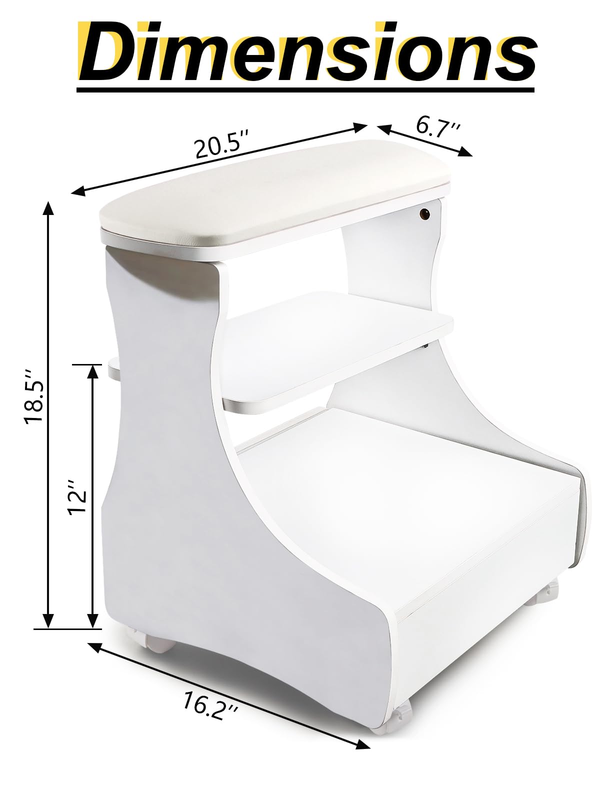 Kalolary Riposo del piede di pedicure, Piede manicure riposati con ruote in pelle di bellezza di bellezza di bellezza poggiapiedi poggiapiedi per uso di saloni facili da fare (Bianco)