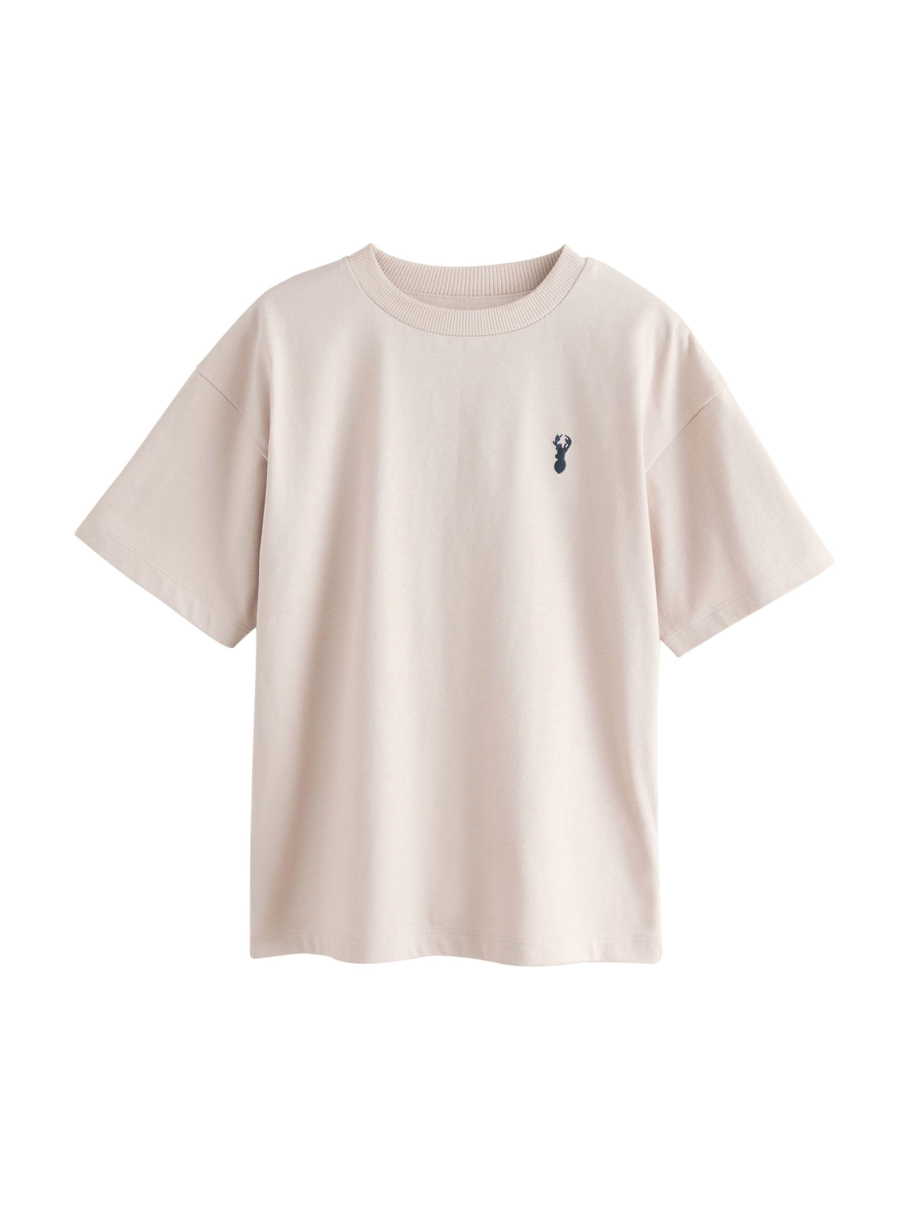 NEXT Ragazzo Confezione da 4 T-Shirt con Cervo Ricamato | Bambino, Standard, Pull On, 100% cotone, Lavabile in lavatrice