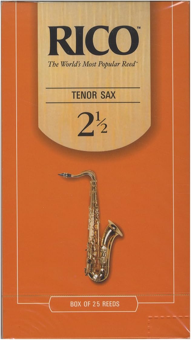 D’Addario Woodwinds - Rico Tenor Sax Reeds B flat - Tenor Saxophone - Tenor Reeds Crafted for Beginners, Students, Educators - Strength 2.5, 25-Pack